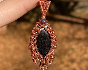 Andamooka Opal in Copper Wire Wrapped Necklace