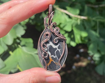Septarian Wire Wrapped Pendant Necklace in Antiqued Copper