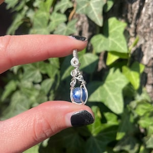 Kyanite Mini Pendant in Sterling Silver Wire Wrapped Necklace