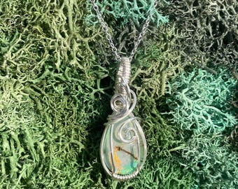 Monarch Opal Wire Wrapped Necklace