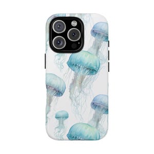 Funda para teléfono con medusas, funda resistente para teléfono con medusas acuáticas, funda protectora con forma de criatura marina oceánica, carcasa rígida, regalo para ella, San Valentín