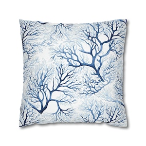 Coastal Sea Fan Pillowcase, Blue Sea Fan Pillowcase, Beach House Pillow
