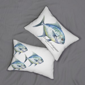 Pompano Lendenkissen Sportangeln Küstenkissen Florida Angeln Stil Nautisches Geschenk für ihn Geschenk für Fischerkissen für Strandhauskunst