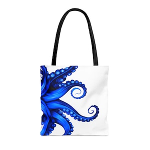 Blue Octopus bag for gift for her beach bag tote vacation bag for mom shopping gift for boat party reusable bag