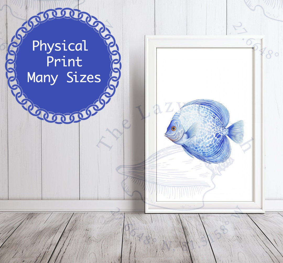 Discus Print Blue Discus Matte Vertical Print, Modern Coastal Wall Art, Discus Fish ...