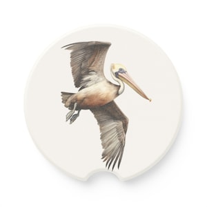 Soapstone Car Coaster, Pelican Car Coaster, Stone Car Cup Holder, Car Accessories, Coastal Car Decor, Pelican Gift, Beach Car Coaster