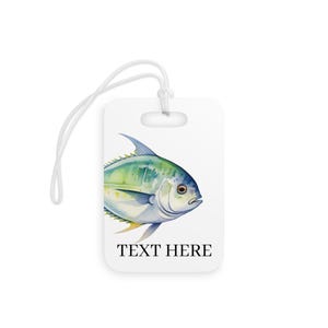 Personalized Tag,Florida Pompano Luggage Tags, Saltwater fish bag tag, Sport fish art, Pompano oil painting art, Luggage ID Tag, Coastal ID