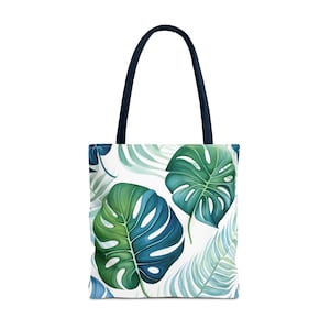 Tropische Einkaufstasche, Monstera-Design-Tasche, Strandtasche, Büchertasche, Pooltasche, Urlaubstasche, Reisetasche