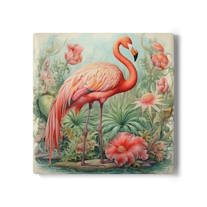 Podkładka ceramiczna Flamingo, Podkładka pod napój tropikalny, Podkładka plażowa, Letnia dekoracja domu, Podkładka w kształcie różowego ptaka