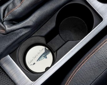 Posavasos para coche de esteatita con forma de tiburón / Regalo para el Día del Padre