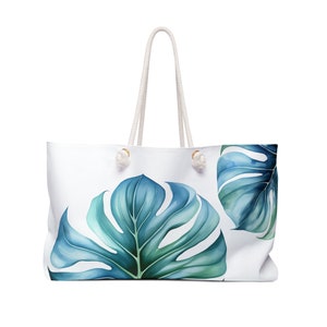 Monstera Blues Weekender Tasche, Boot Tote, Strandtasche, Pool Tasche, Stilvolle Strandtasche, Tropisch Tasche, Flitterwochen Tasche, Einkaufstasche