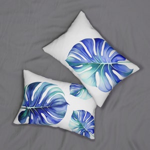 Tropical Lumbar Monstera Pillow