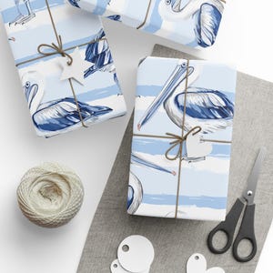 Carta da regalo Coastal Pelican - Festa in spiaggia, Carta da regalo estiva, Imballaggio ecologico, Decorazione nautica, Tema oceano, Regalo per baby shower, Spiaggia