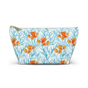Clownfish make up bag, gift for teen, stocking stuffer, pencil bag, fish bag, clownfish art, gift for her