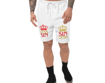 Short en molleton sans péché, short Crown, short de course, short chrétien, short verset de la Bible, short pour homme, cadeaux chrétiens, Jésus est roi