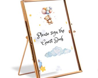Guest Book Sign Printable for Baby Shower, Baby Shower Guestbook Table Sign, Minimalist Boy Baby Shower Decor, Editable Table Card Template