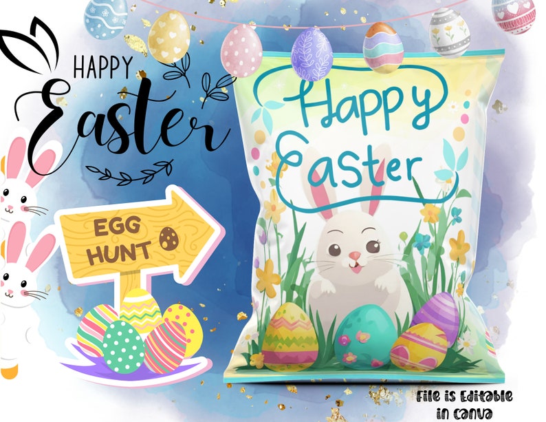 Happy Easter Chip Bag Treasure Hunt Giveaways Party Favors Easter Egg Custom Chip Bag zdjęcie 7