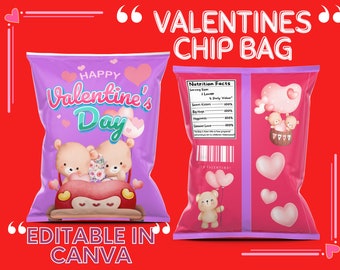 Purple Valentines Teddy Bears Valentines Potato Chip Bag Hearts Day Giveaway Love Month Sale