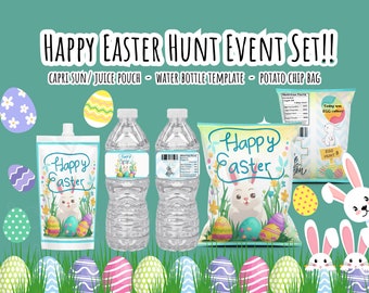 Easter Day Set Juice Pouch Water Bottle and Potato Chip Bag Easter Hunt Event
