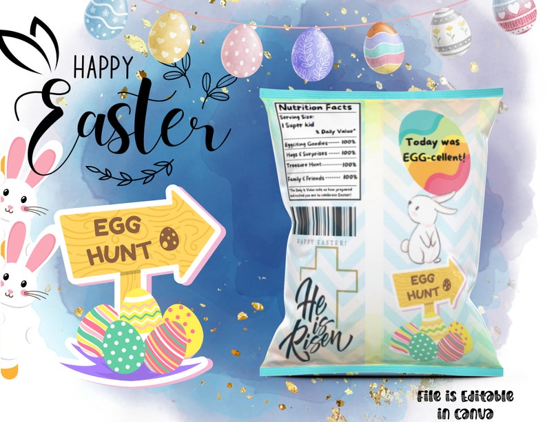 Happy Easter Chip Bag Treasure Hunt Giveaways Party Favors Easter Egg Custom Chip Bag zdjęcie 2