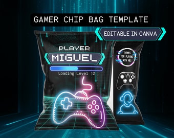 Gamer Player Chip Bag Giveaway Birthday Gamer Theme