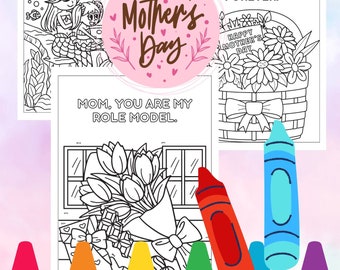 Mother's Day 50 Coloring Pages Bundle | Fun Mom And Kids Activities for Kids | Digital Download | Cute Bunny Art