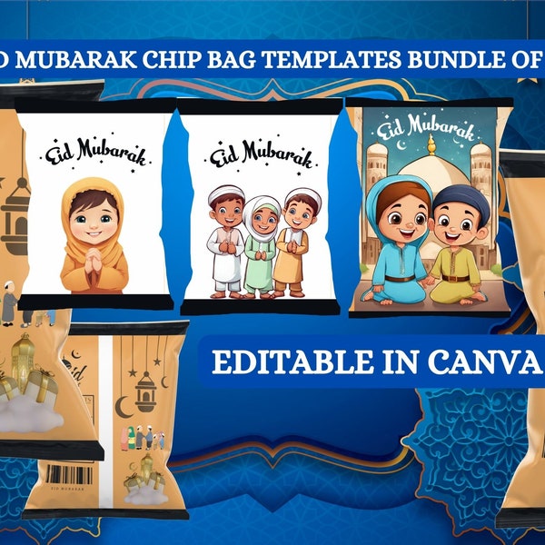 Bundle of 3 Eid Mubarak Chip Bag Eid Al Fitr Chip Bag Fun Giveaways for Kids