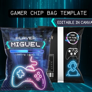 Gamer Player Chip Bag Giveaway Birthday Gamer Theme zdjęcie 1