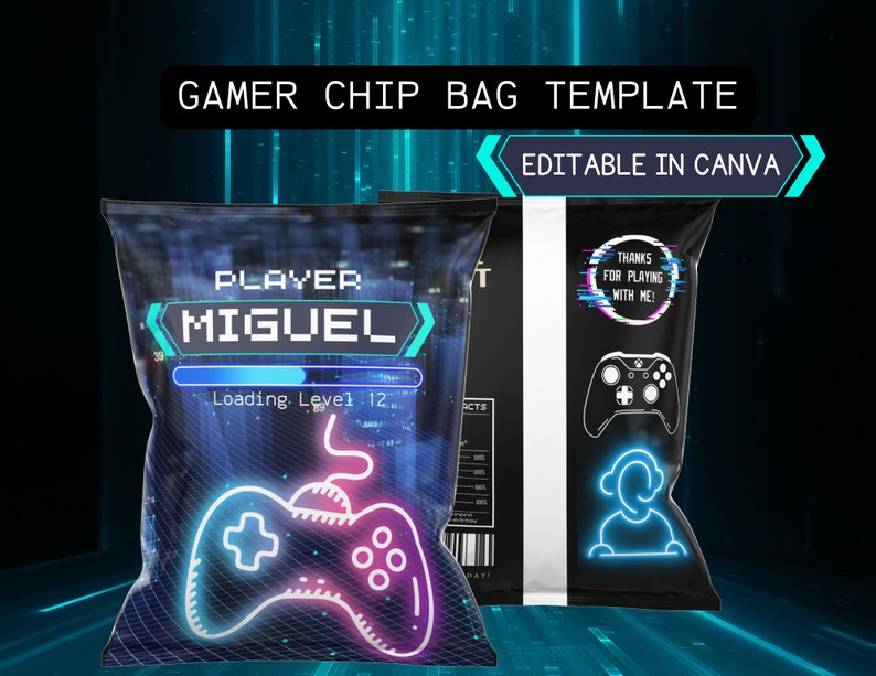 Gamer Player Chip Bag Giveaway Birthday Gamer Theme zdjęcie 1