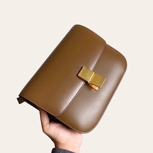 Real Smooth Leather Crossbody box Bags Women Shoulder Bag Small Hanbags Leather bag structured bag