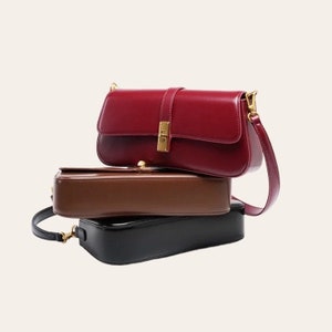 Leather Crossbody box Sqaure Bags Women Shoulder Bag Small Hanbags Leather bag structured bag