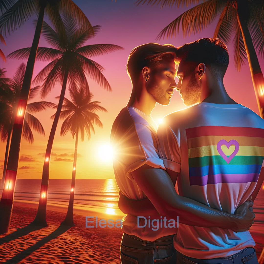 LGBT Picture Gay Style Gay Couple Love LGBT Colors Digital Print Art ...