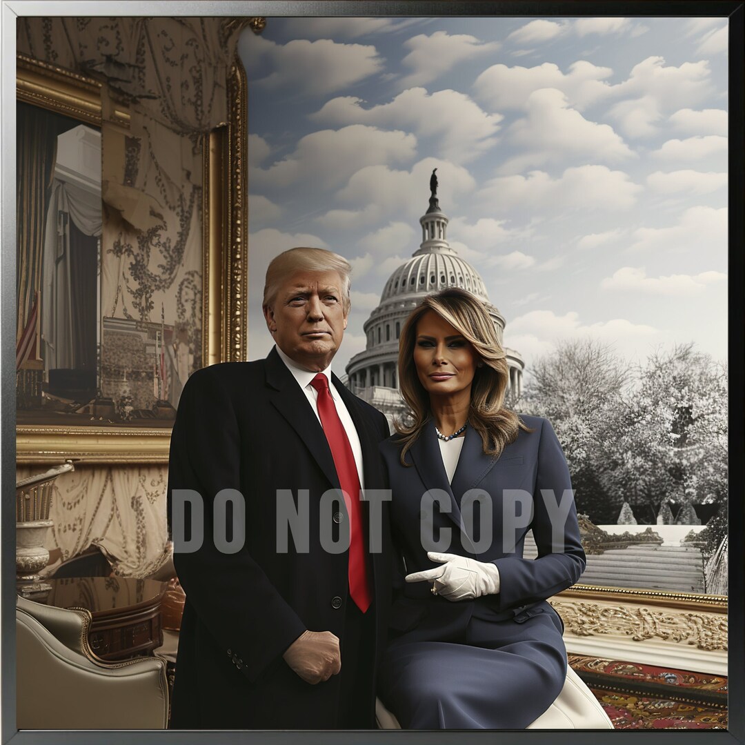 Donald Trump Melania Trump Portrait Wall Art Picture Gold Collection