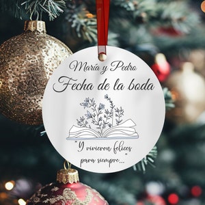Ornamento Felices para Siempre - Primera Navidad como Esposos - Recuerdo de Bodas - Cuento de Hadas