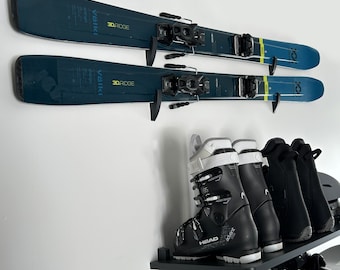 Ski display bracket, snowboard display bracket, simple wall mount ski and snowboard storage, heavy duty bracket for snow gear.