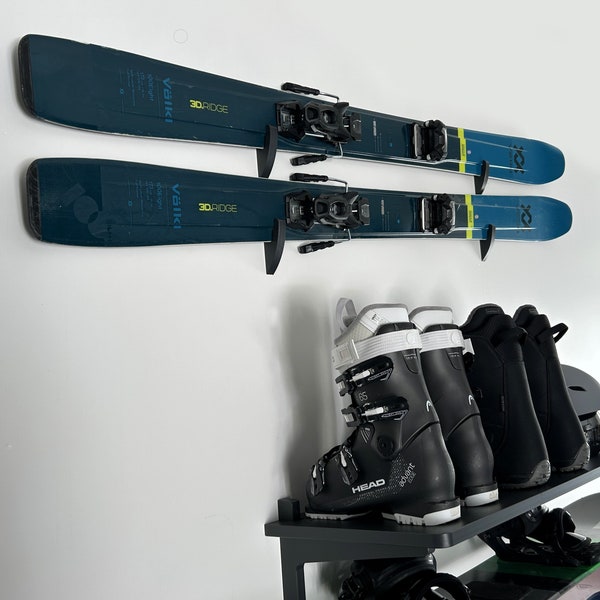 Ski display bracket, snowboard display bracket, simple wall mount ski and snowboard storage, heavy duty bracket for snow gear.