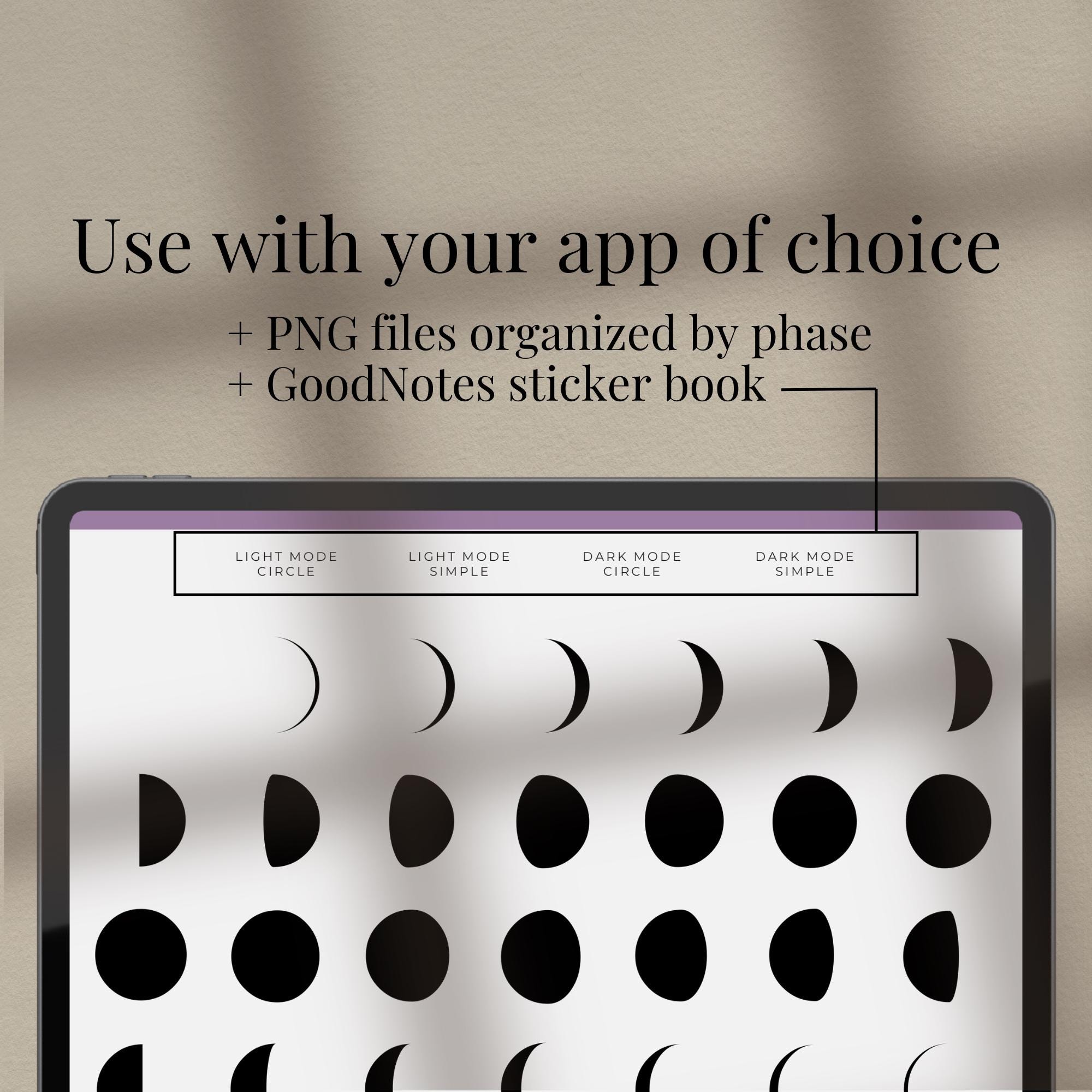Moon Phase Goodnotes Stickers | 28 Day Lunar Cycle (digital Download ...