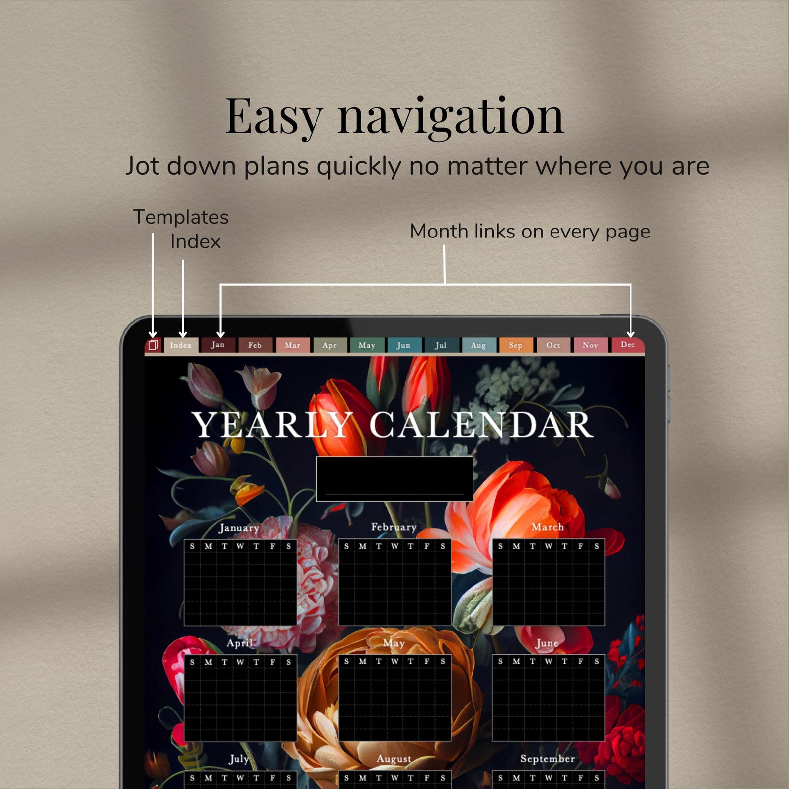 Dark Mode Digital Planner for Goodnotes | Undated Dark Digital Planner ...