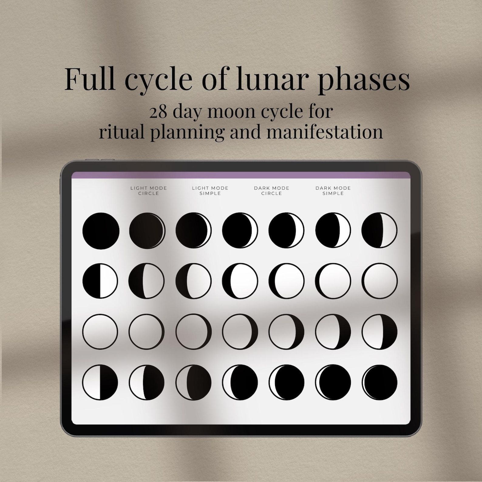 Moon Phase Goodnotes Stickers | 28 Day Lunar Cycle (digital Download ...