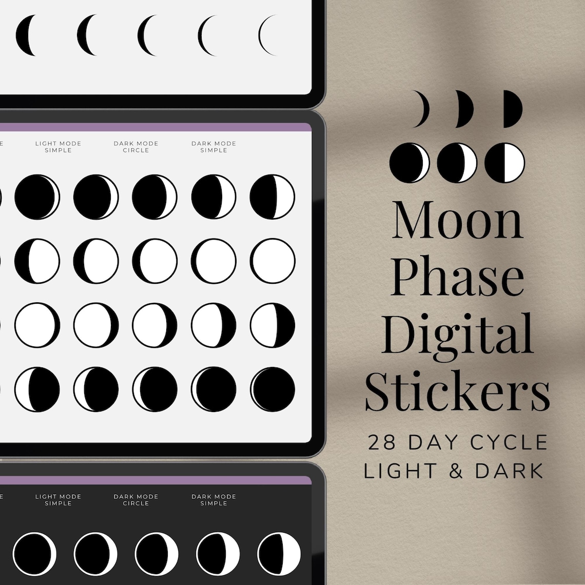 Moon Phase Goodnotes Stickers | 28 Day Lunar Cycle (digital Download ...
