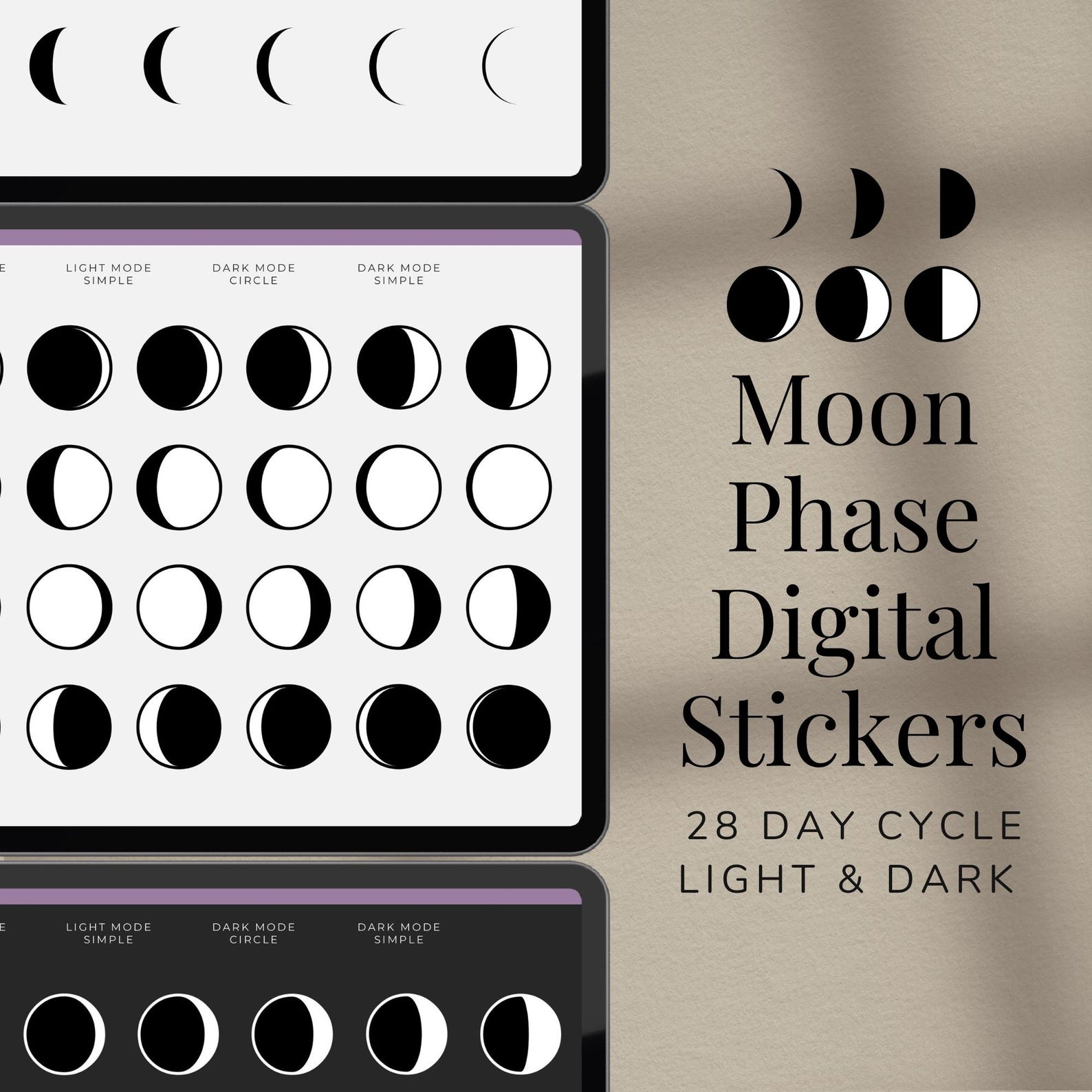 Moon Phase Goodnotes Stickers | 28 Day Lunar Cycle (digital Download ...