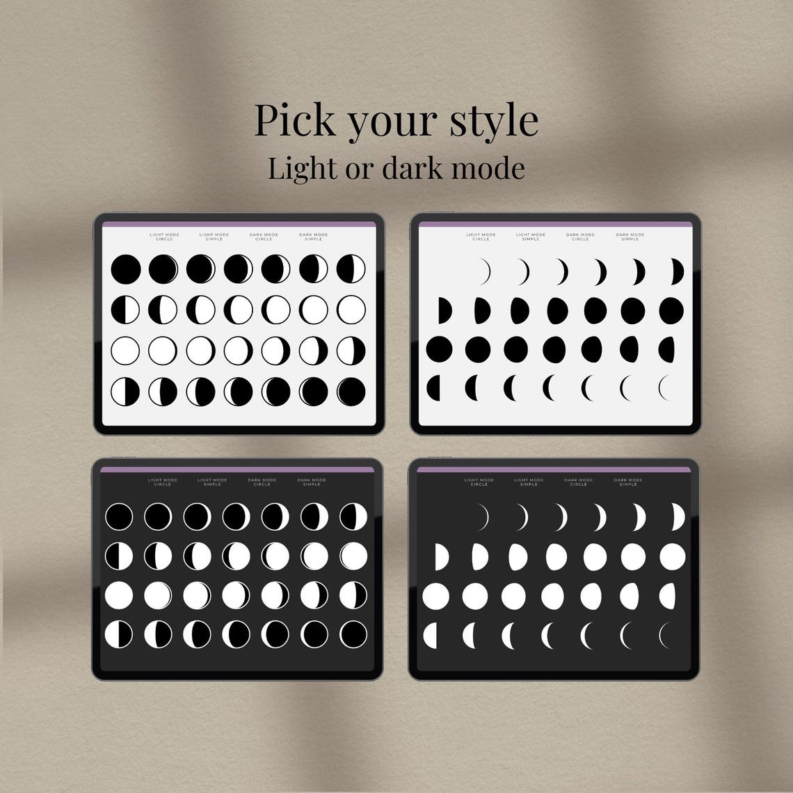 Moon Phase Goodnotes Stickers | 28 Day Lunar Cycle (digital Download ...