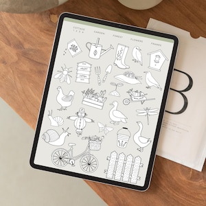 Cottagecore Digital Stickers | Goodnotes Planner Decorations (PNG ...