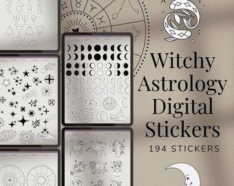 Witchy Digital Stickers for GoodNotes | Astrology GoodNotes Stickers | GoodNotes Witchy Digital Stickers | Witch Stickers Zodiac
