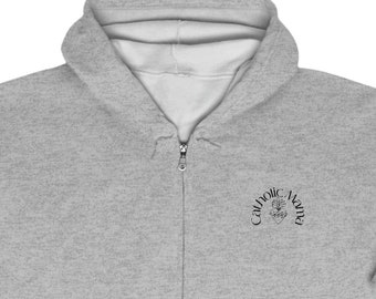 May include: A gray zip-up hoodie with a black embroidered logo that says "California Navy".