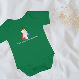 It's 3 o'clock somewhere baby bodysuit, Divine Mercy baby Bodysuit, Matching Catholic family gift, Sacred Heart Bodysuit, Catholic baby gift Kelly