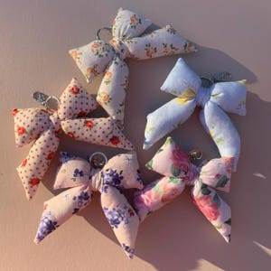 Puffy Bow Keychain Charm / purse charm accessory / bow charm / bag charm / floral  / ribbon / trendy