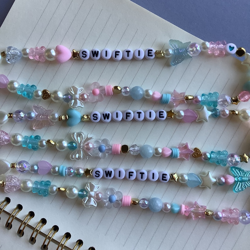 Swiftie Beaded Phone Charm / Trendy Phone Strap / Pearl Strap / Taylor Swift Fan / Pink / Blue / Gift for Swiftie image 6