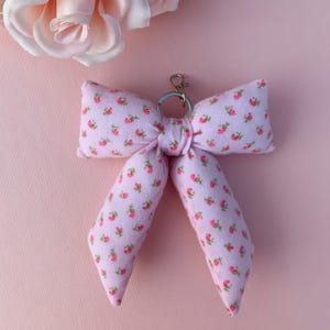 Puffy Bow Keychain Charm / purse charm accessory / bow charm / floral / pink / ribbon / trendy