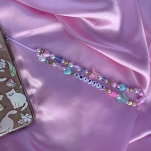 Swiftie Beaded Phone Charm / Trendy Phone Strap / Pearl Strap / Taylor Swift Fan / Pink / Blue / Gift for Swiftie image 1